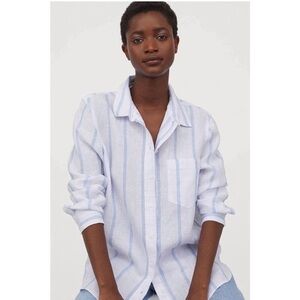 100% Linen Premium Striped Shirt H&M